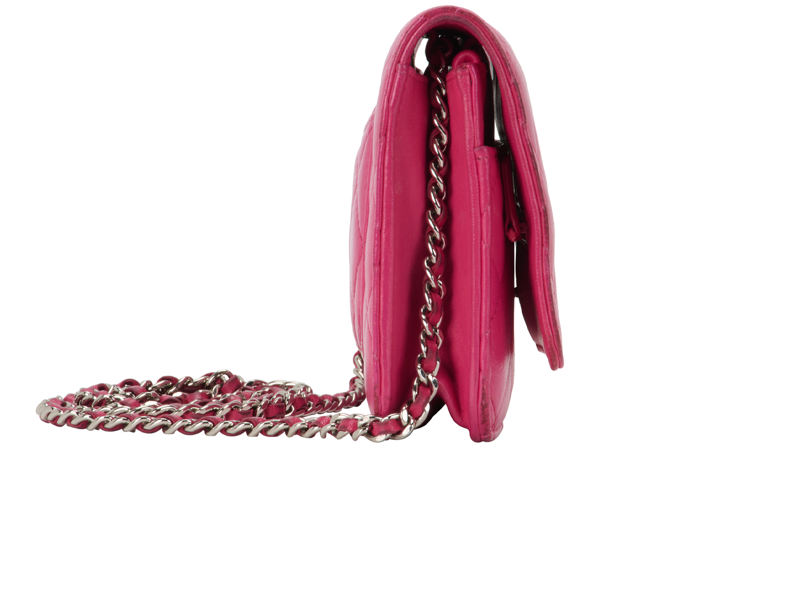 Classic Wallet on Chain, &pound;1,200, Handbags, Pink, Lambskin Leather, Side view